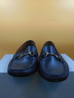 JOSEPH ABBOUD Mens Loafer Shoes Black Leather Horse Bit Moc Toe Slip Ons Size 10